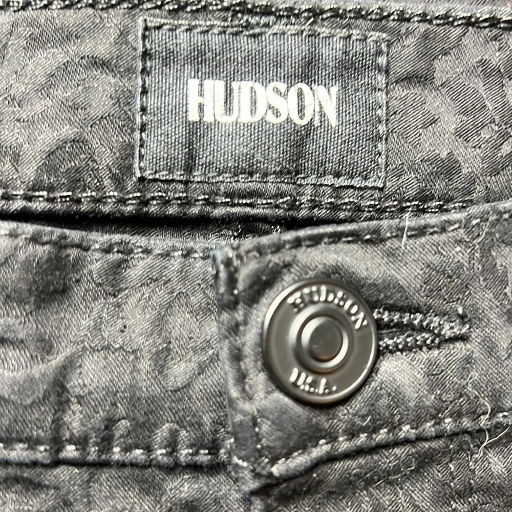 Hudson Nico Super Skinny Mid Rise Jeans in Textured Black